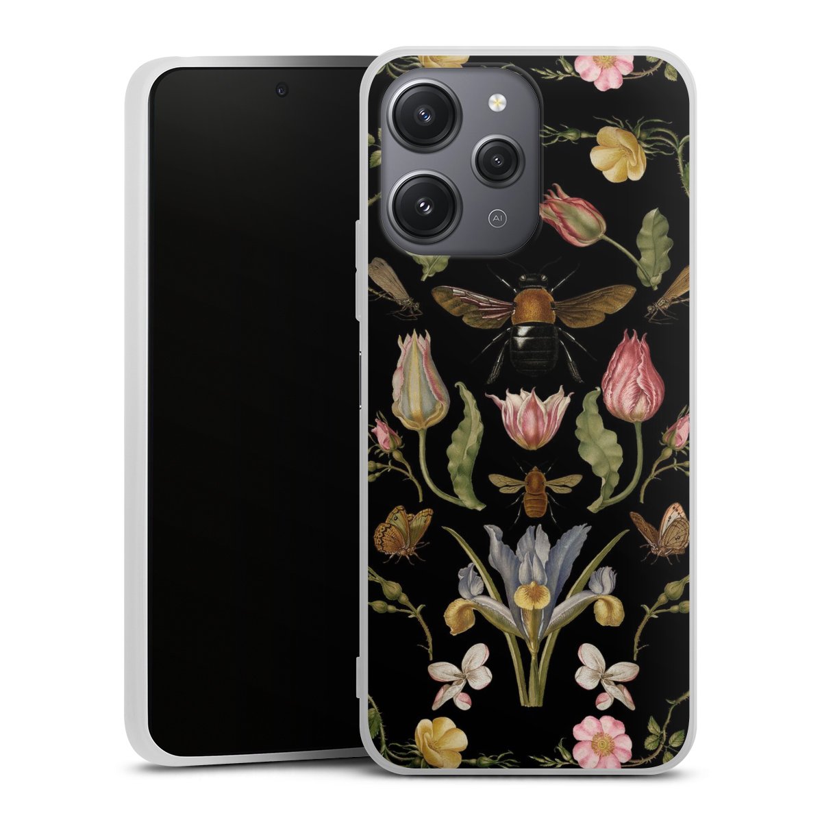 Fleurs Sauvages et Abeilles Fond Noir