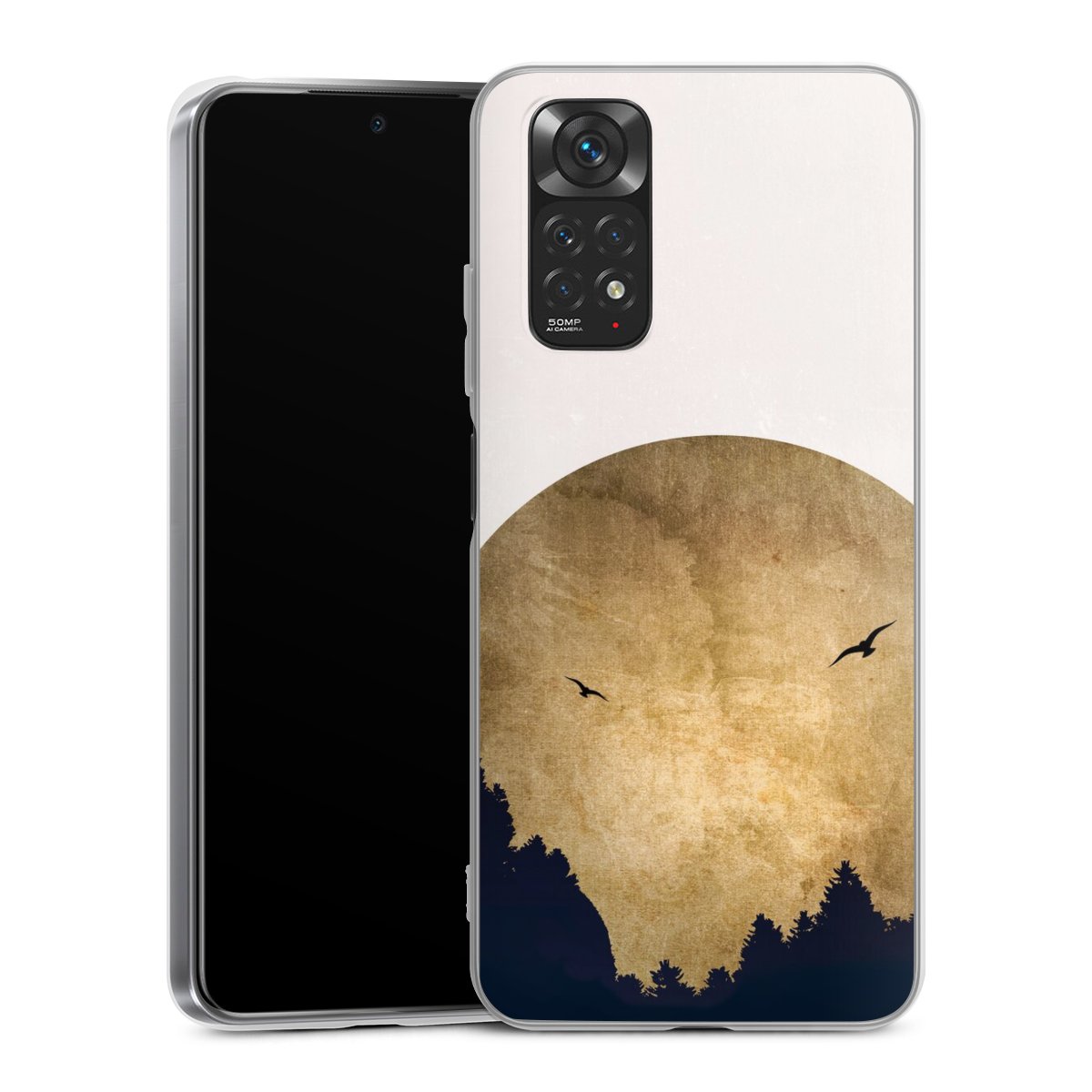 Deux oiseaux et la lune