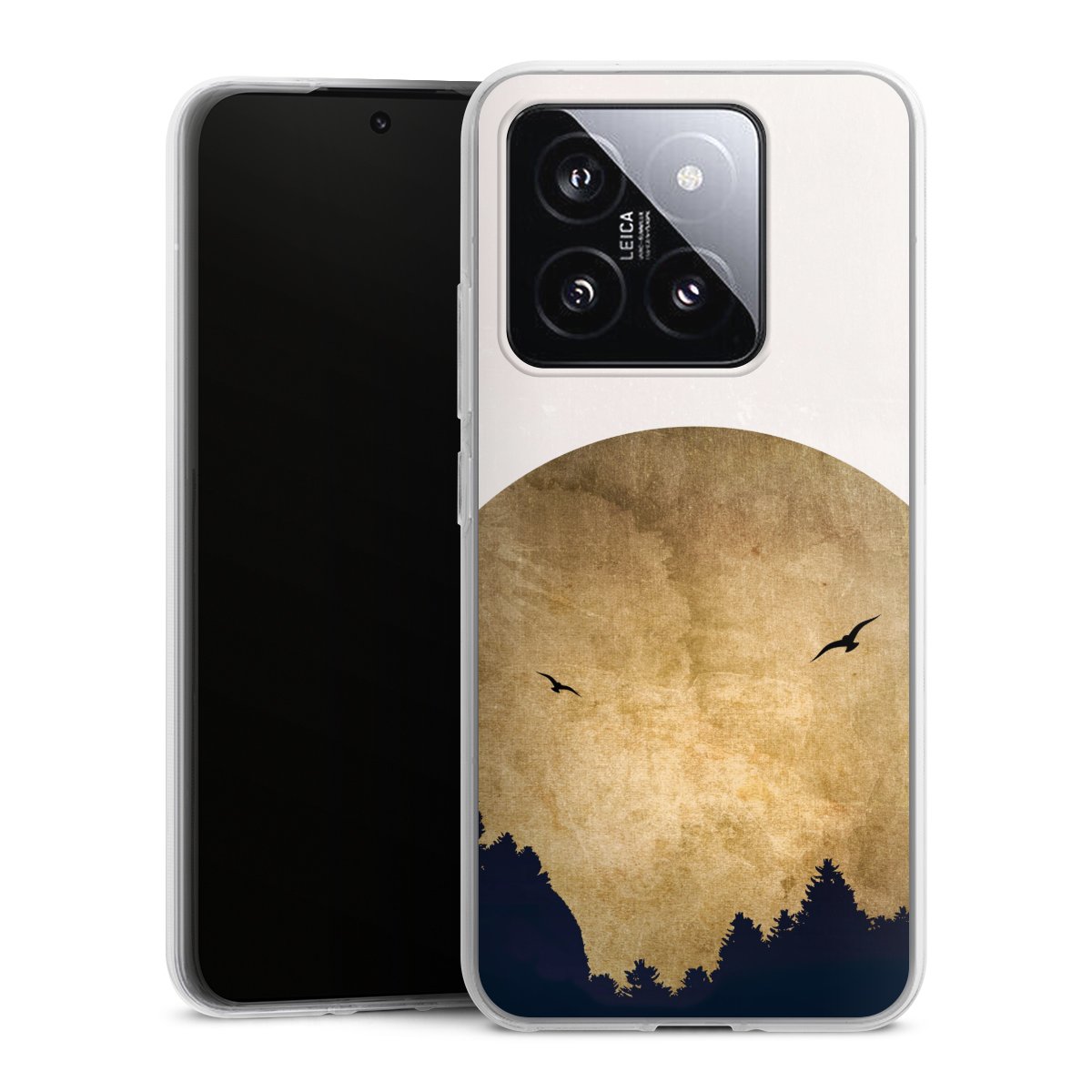 Deux oiseaux et la lune