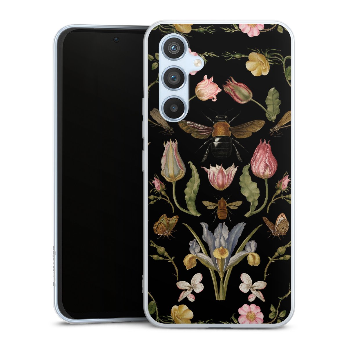 Fleurs Sauvages et Abeilles Fond Noir