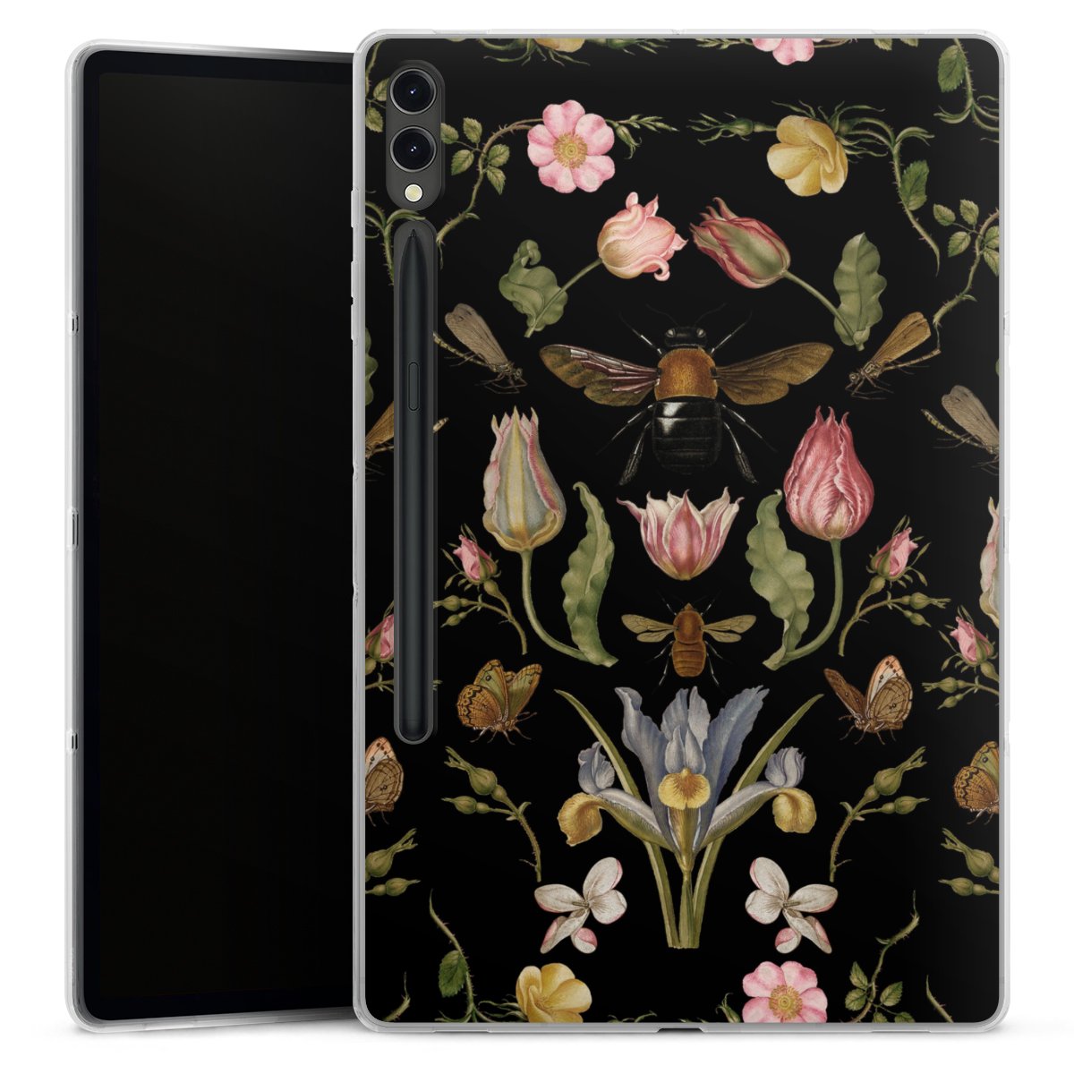 Fleurs Sauvages et Abeilles Fond Noir