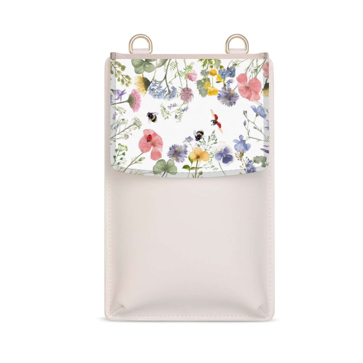 Bunte Frühlingsblumen und Bienen