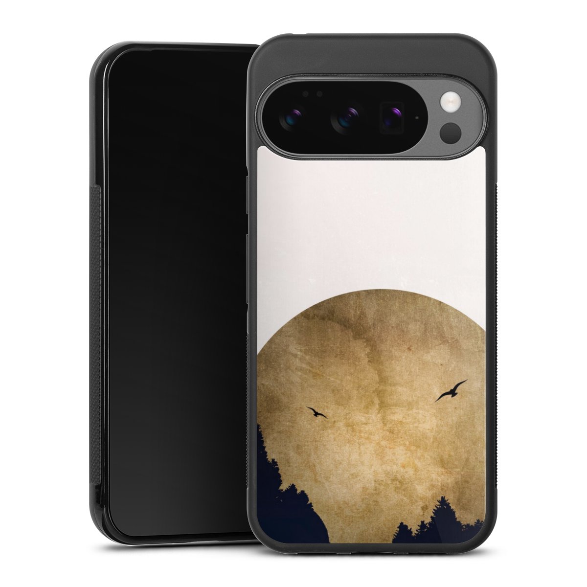 Deux oiseaux et la lune