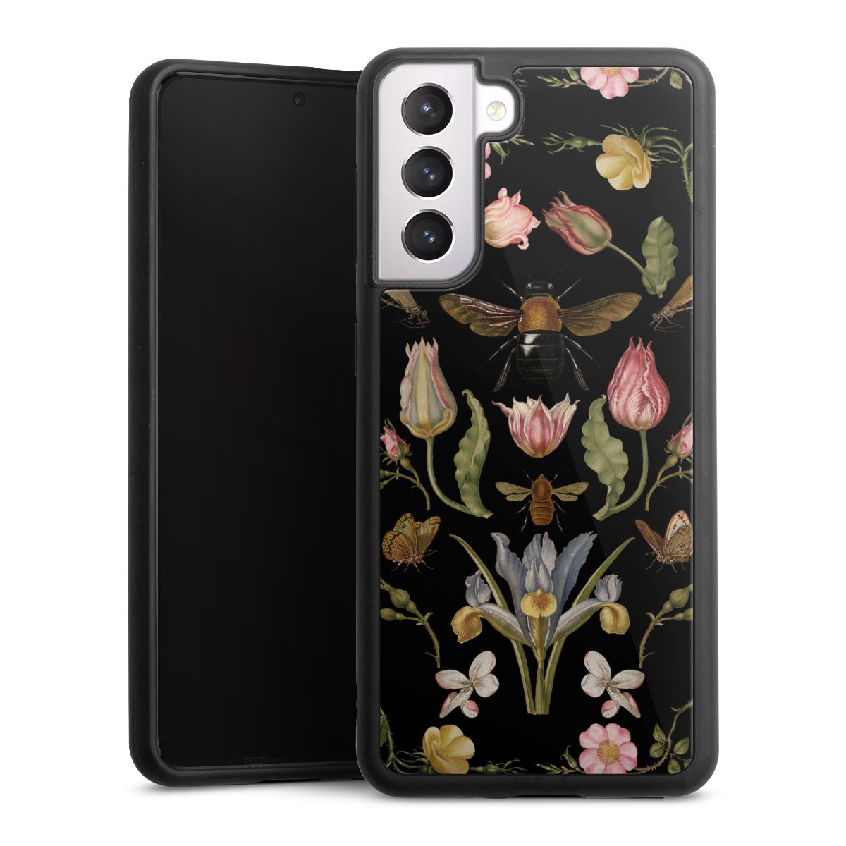 Fleurs Sauvages et Abeilles Fond Noir