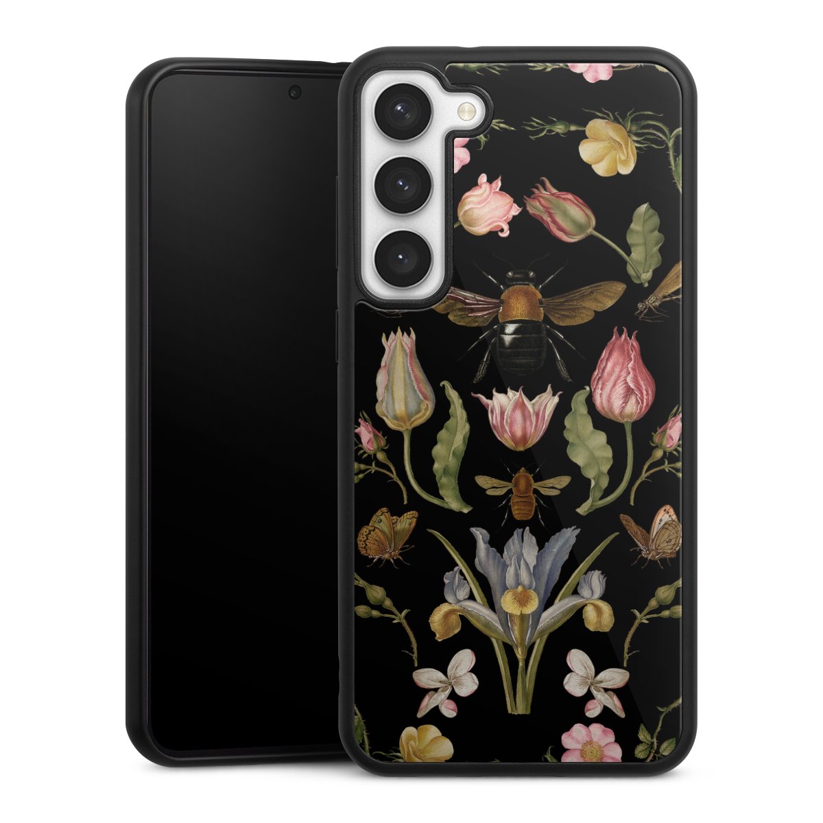 Fleurs Sauvages et Abeilles Fond Noir