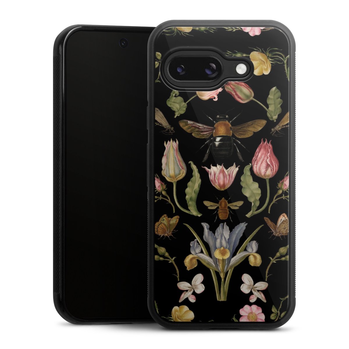 Fleurs Sauvages et Abeilles Fond Noir