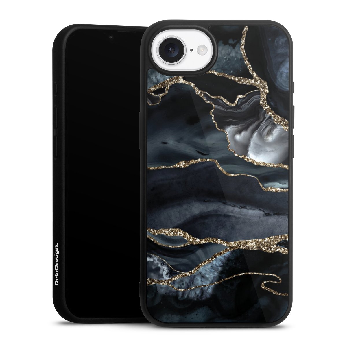 Dunkler Marmor Gold Glitzerlook