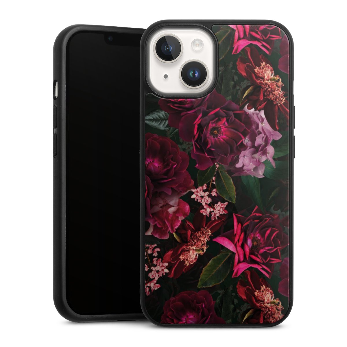 Fleurs rouge foncé et roses