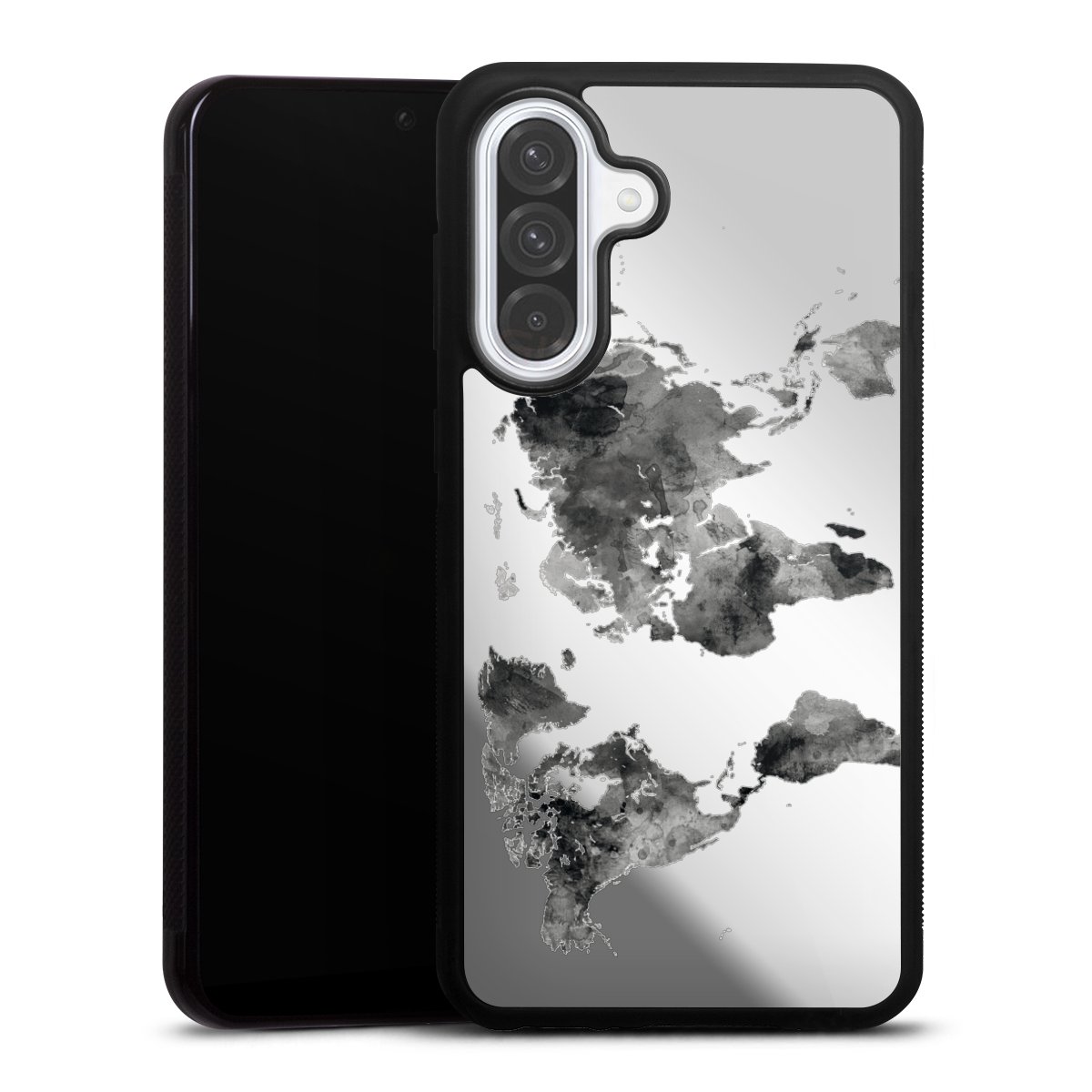 Weltkarte Schwarz Transparent