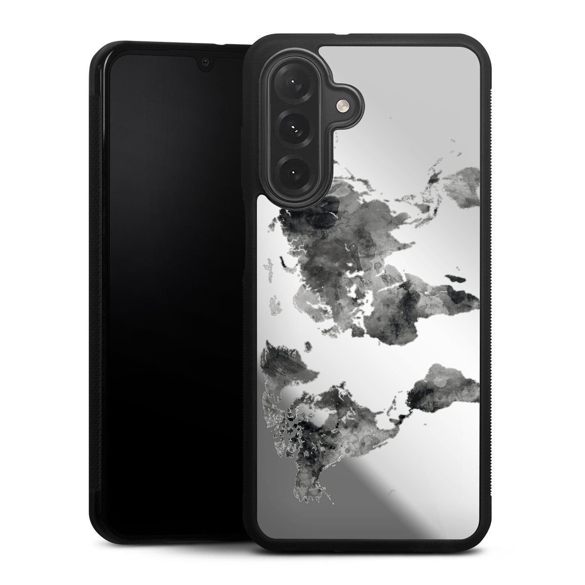 Weltkarte Schwarz Transparent