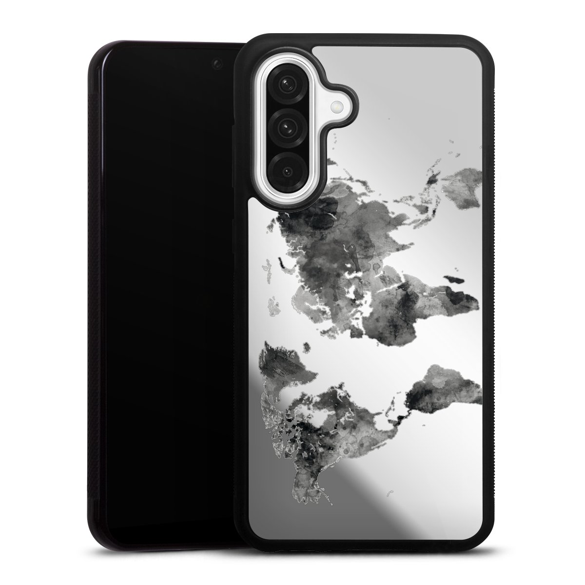Weltkarte Schwarz Transparent