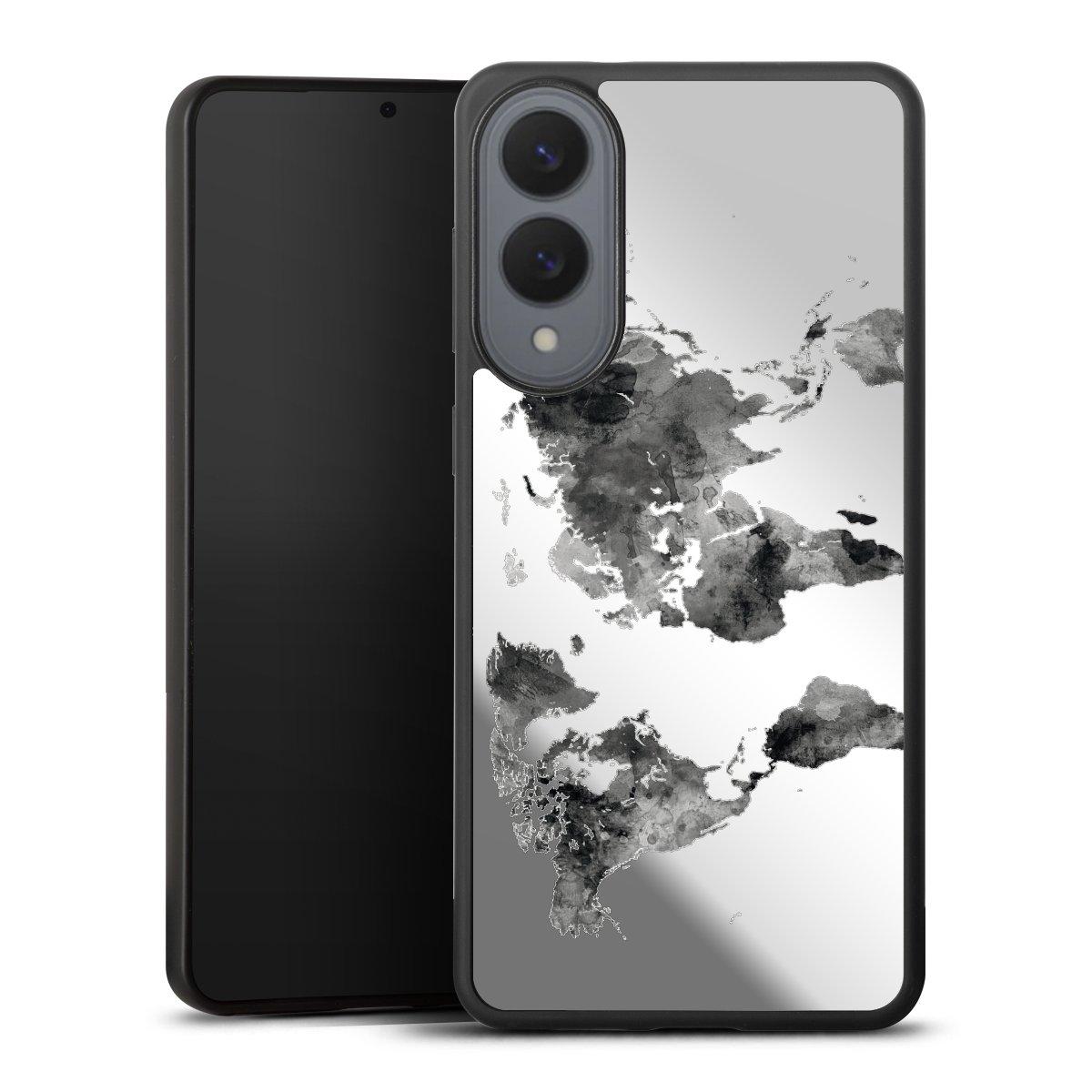 Weltkarte Schwarz Transparent