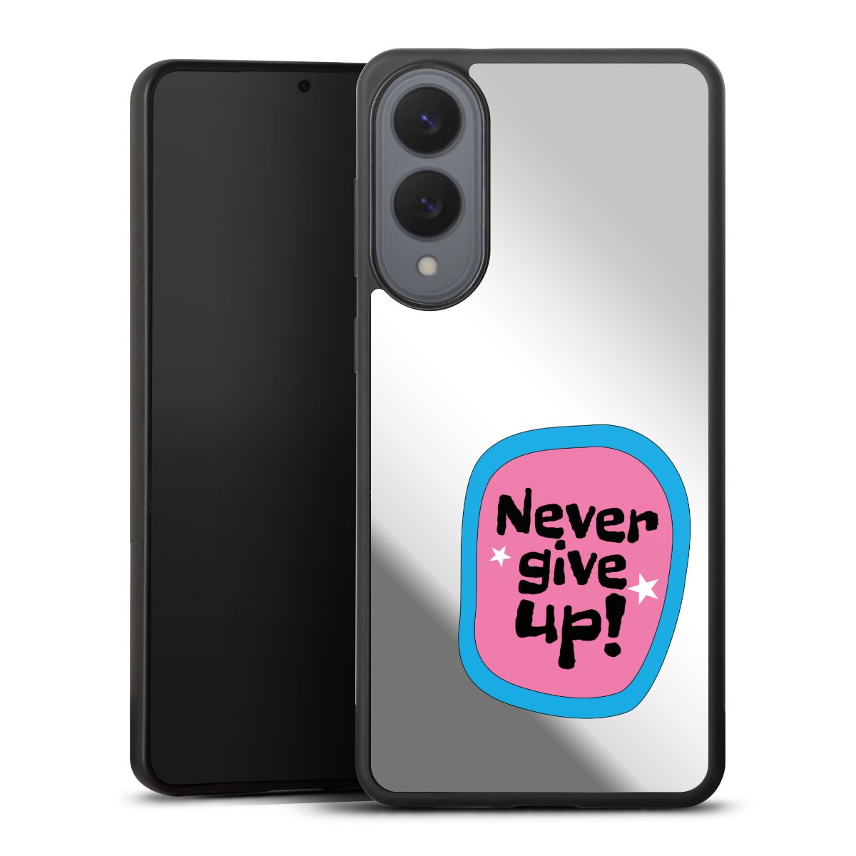 Never Give Up Pink Blue Transparent