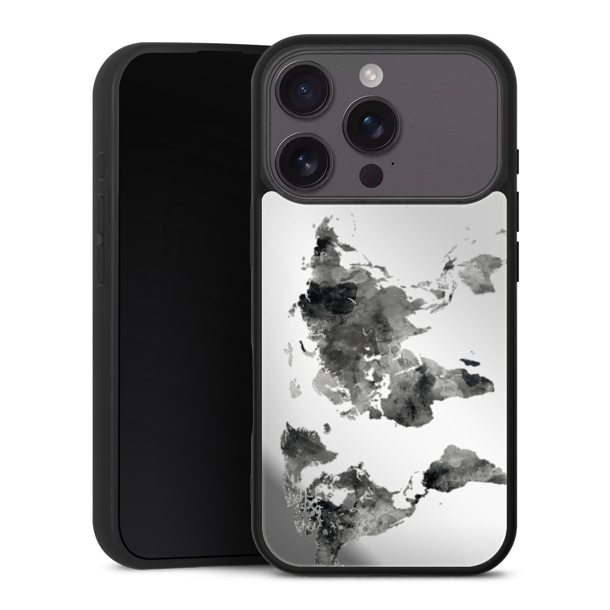 Weltkarte Schwarz Transparent