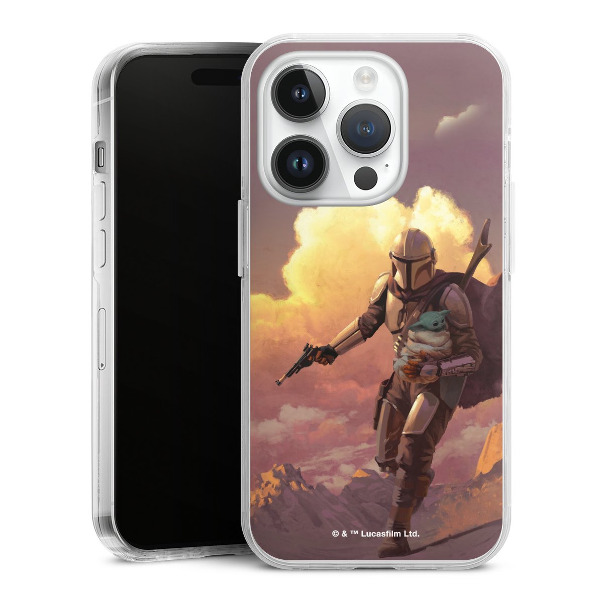 Les nuages ​​du coucher du soleil Mandalorien et Grogu