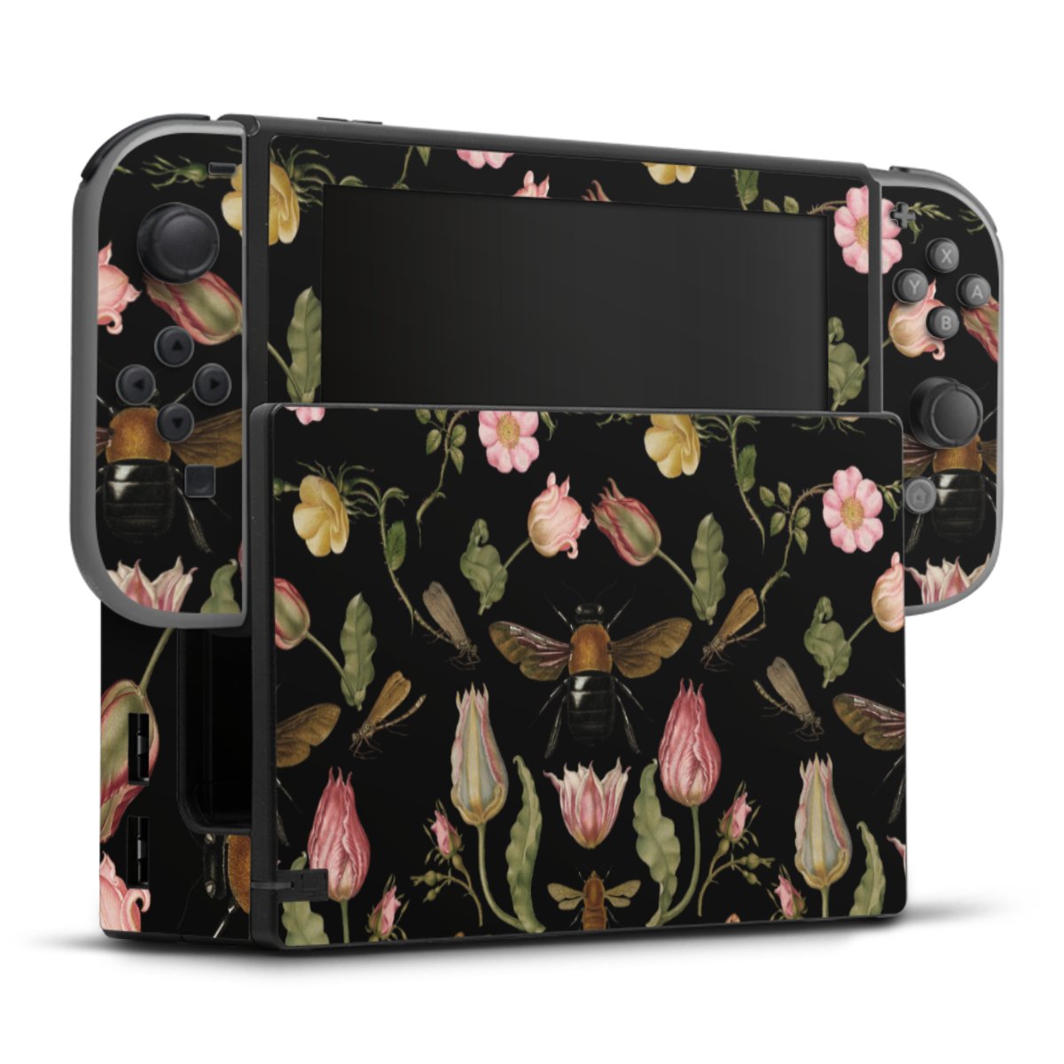 Fleurs Sauvages et Abeilles Fond Noir