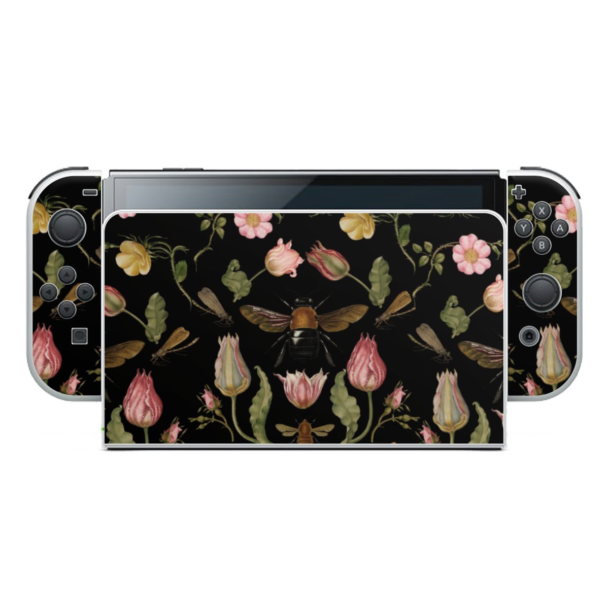 Fleurs Sauvages et Abeilles Fond Noir