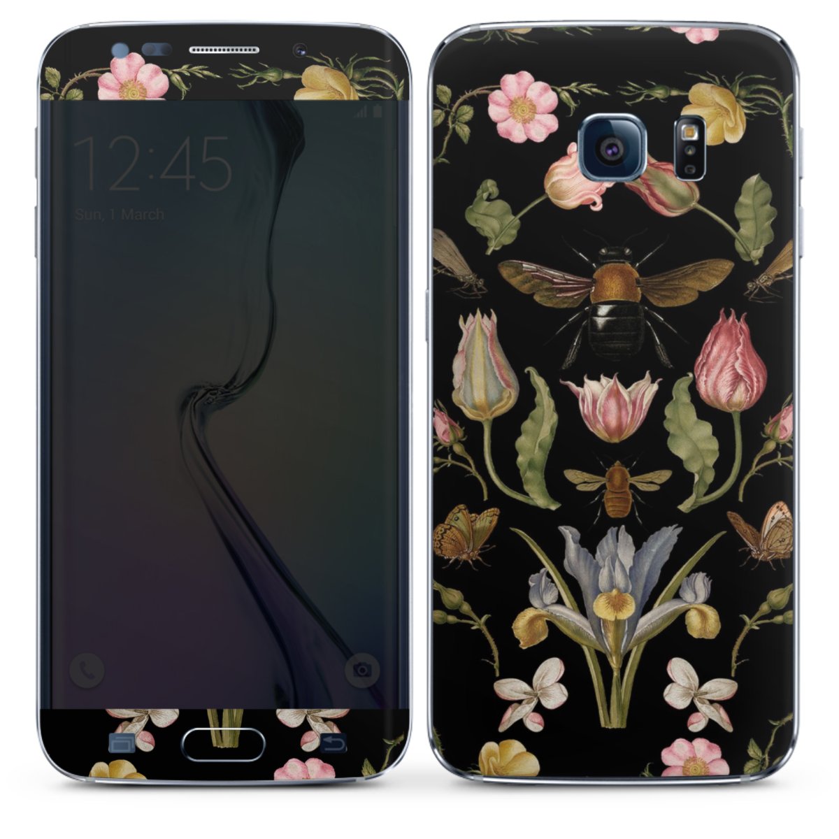 Wildblumen und Biene Schwarz