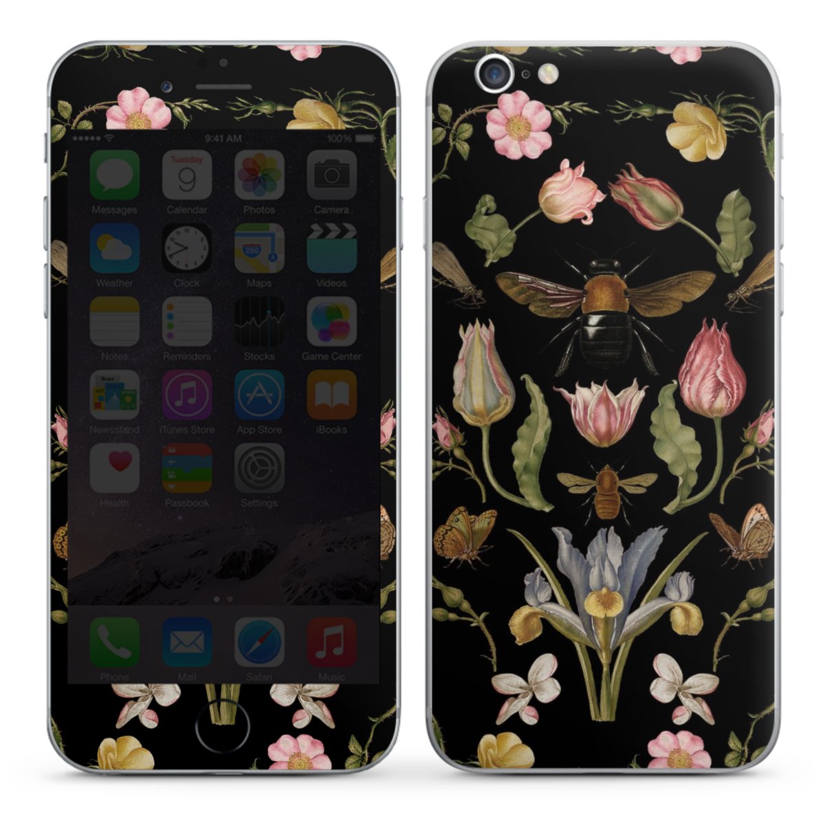 Wildblumen und Biene Schwarz