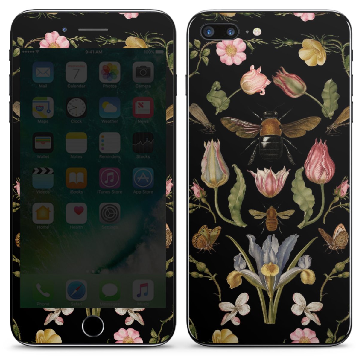 Veldbloemen en Bijen Zwart