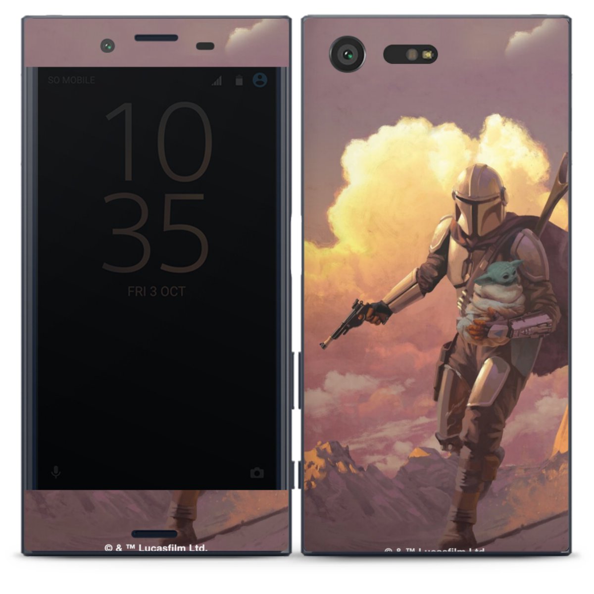 Les nuages ​​du coucher du soleil Mandalorien et Grogu