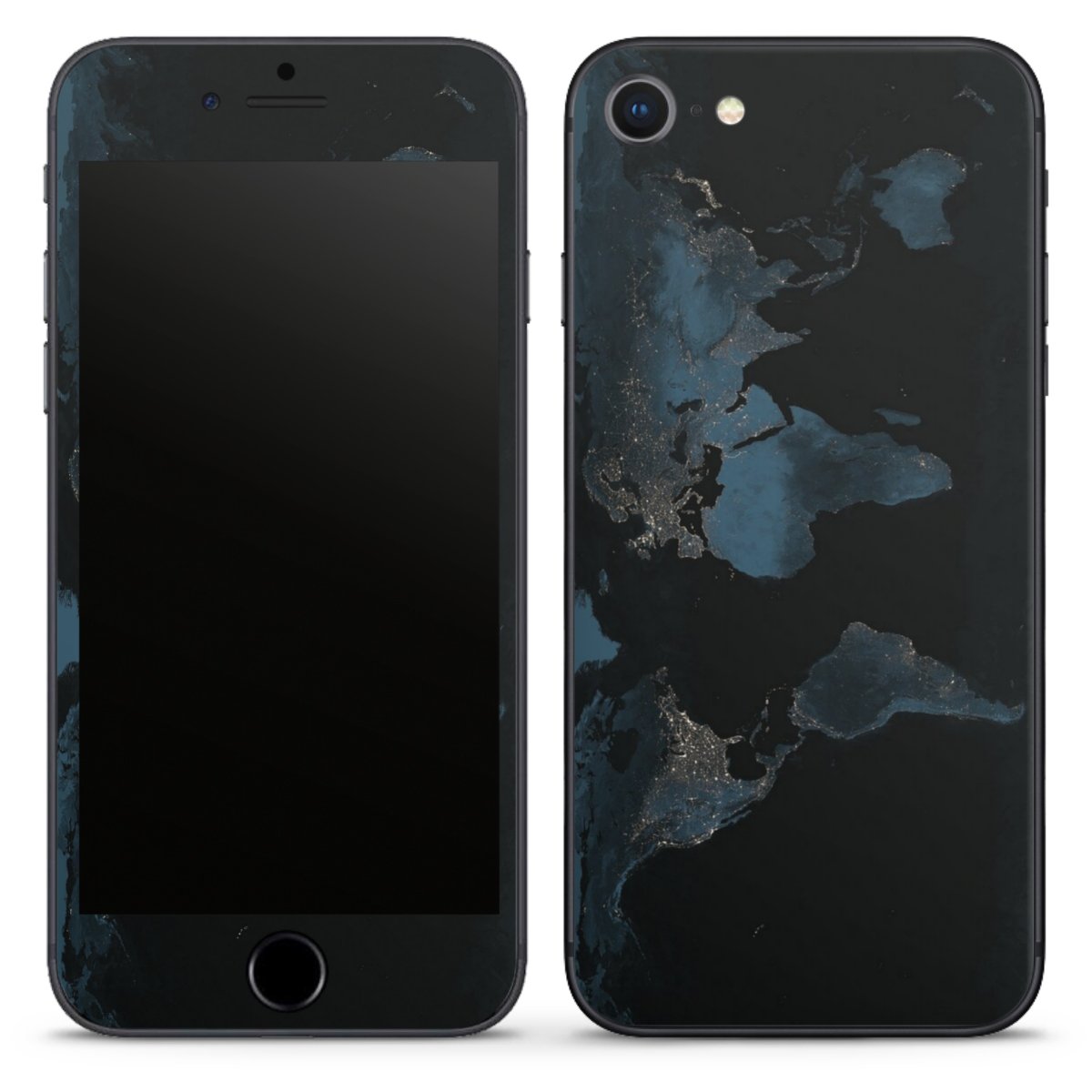 Mappa del mondo con luce notturna