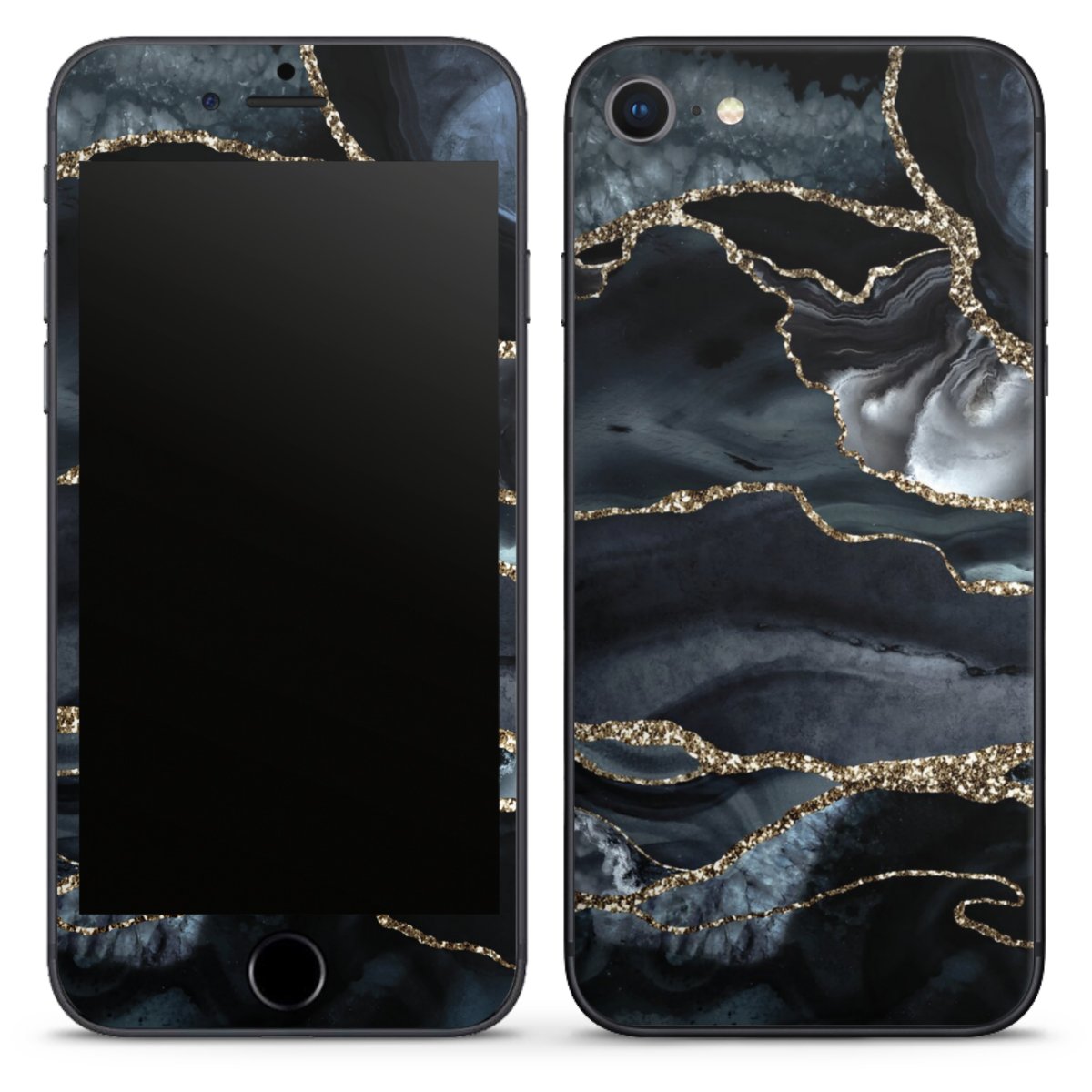Dunkler Marmor Gold Glitzerlook