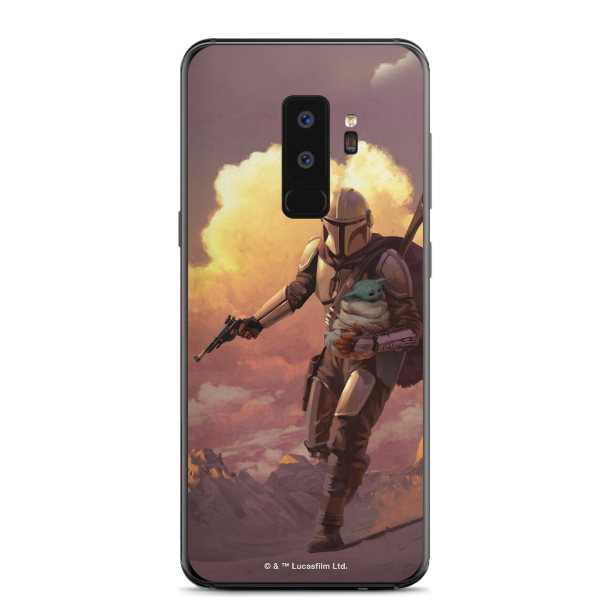 Les nuages ​​du coucher du soleil Mandalorien et Grogu