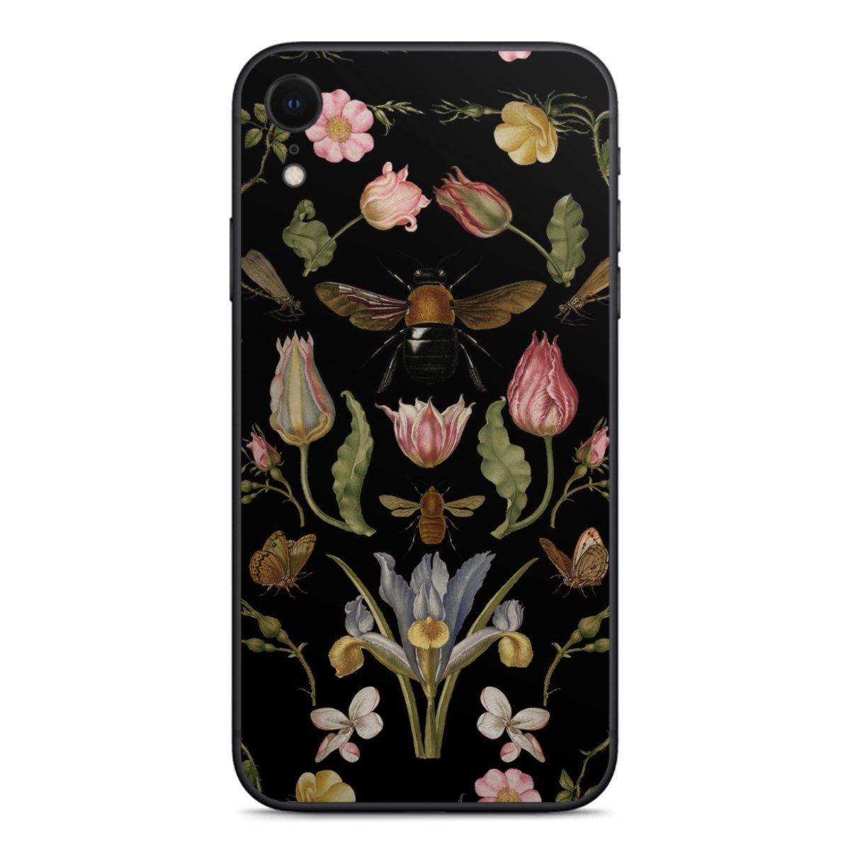 Fleurs Sauvages et Abeilles Fond Noir