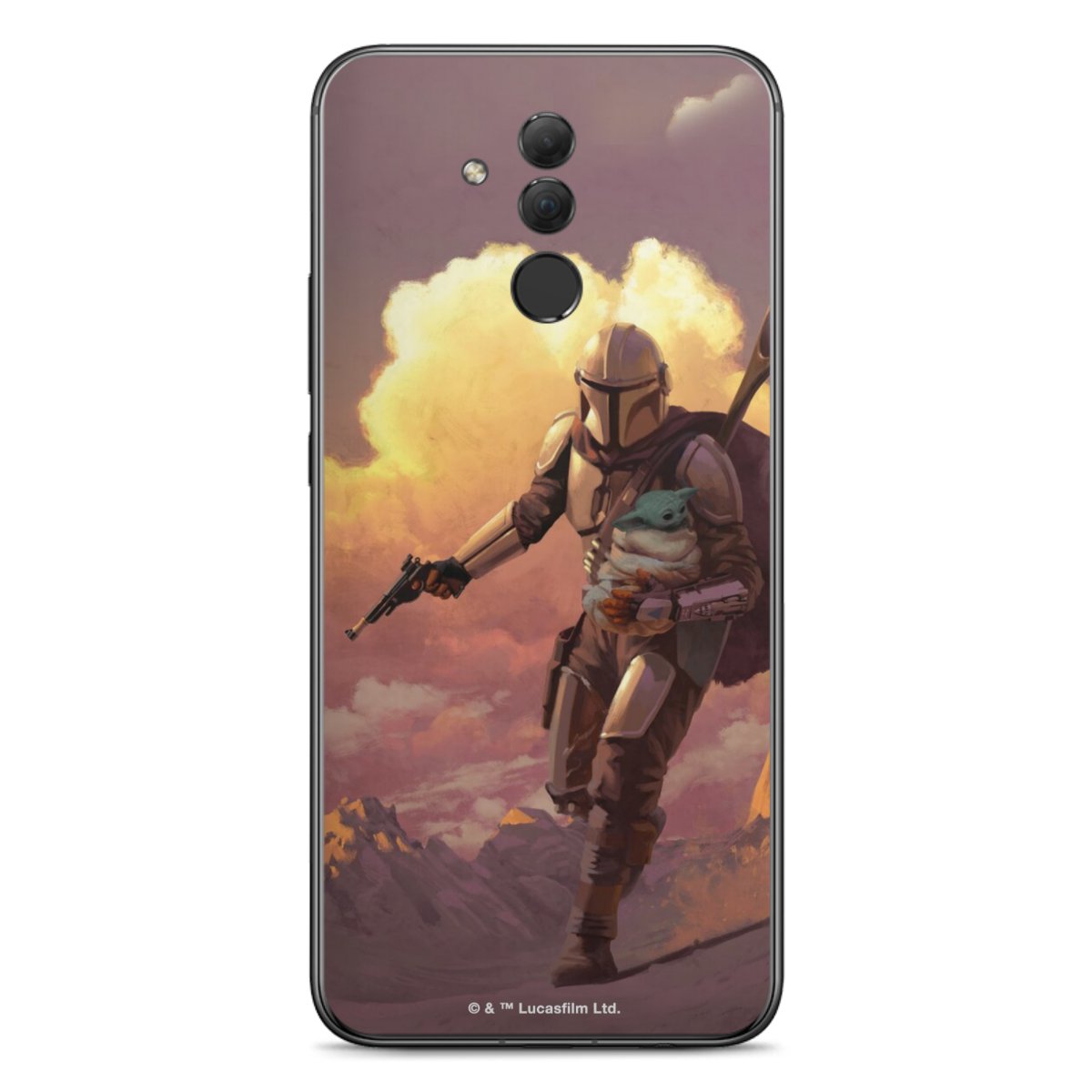 Les nuages ​​du coucher du soleil Mandalorien et Grogu