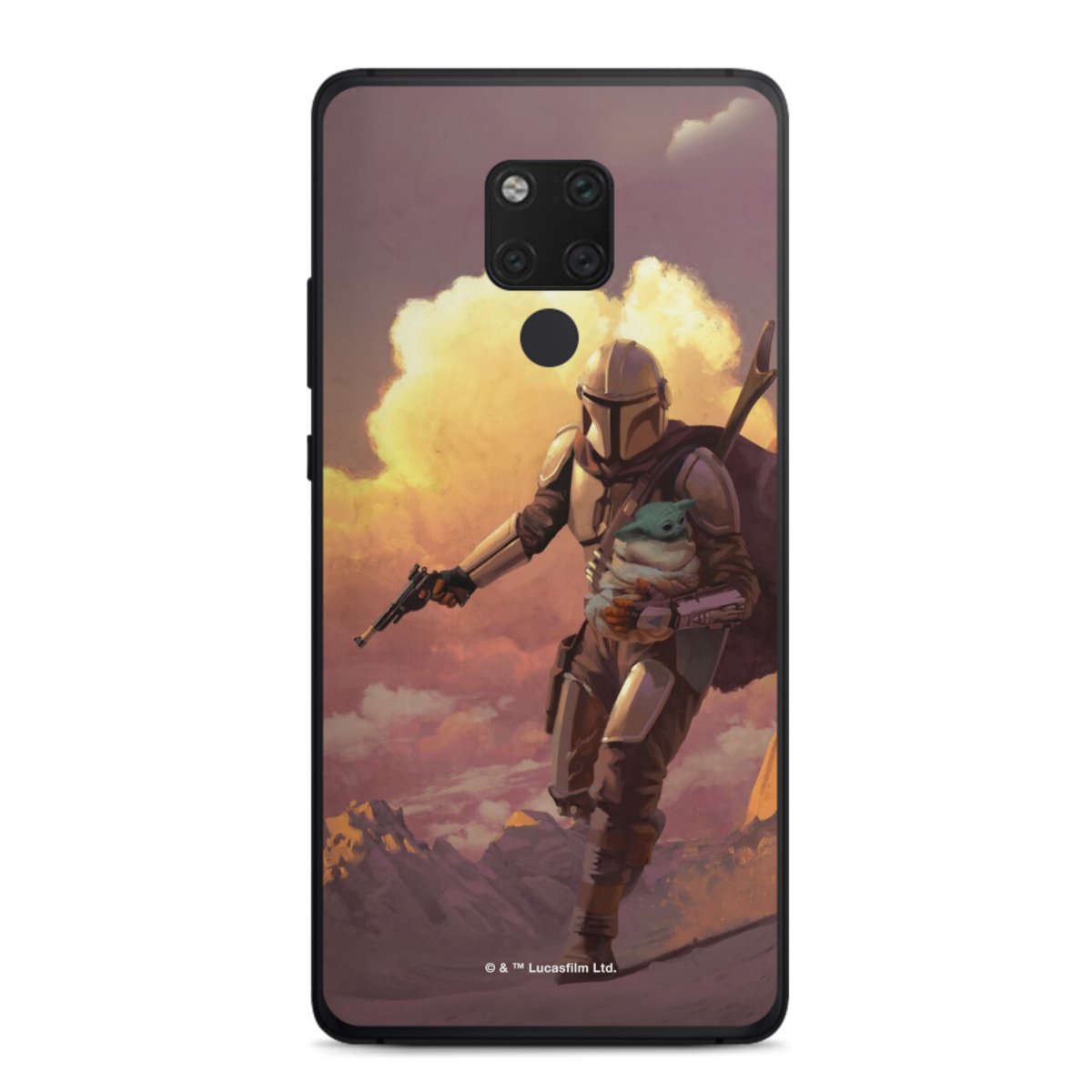 Les nuages ​​du coucher du soleil Mandalorien et Grogu