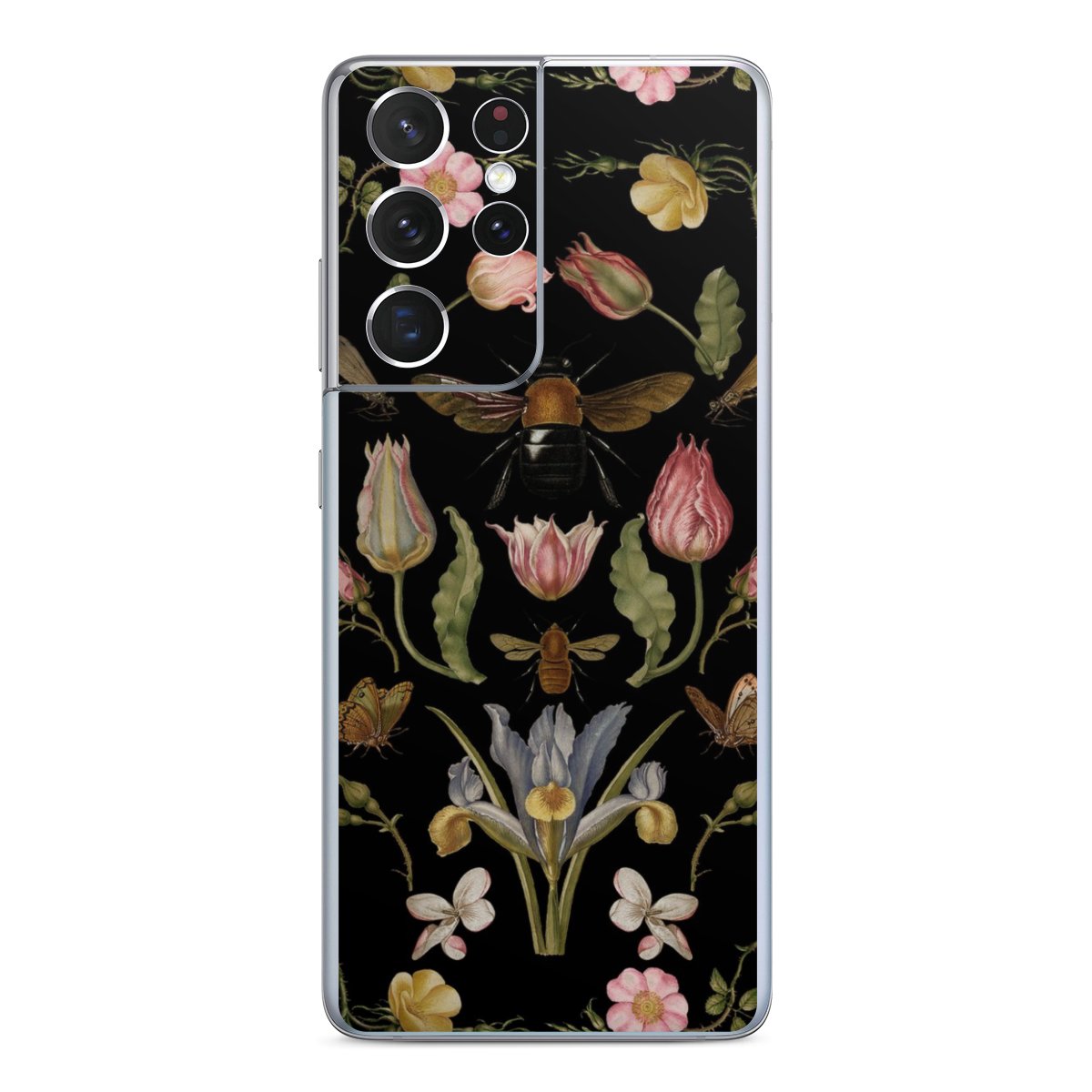 Fleurs Sauvages et Abeilles Fond Noir