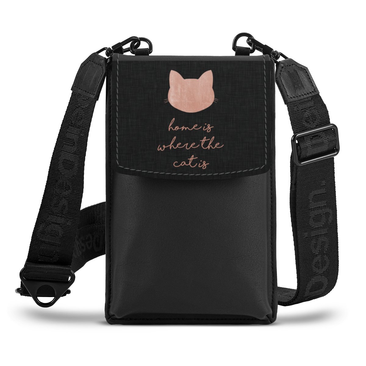 Home Is Where The Cat Is - Roze op zwart 