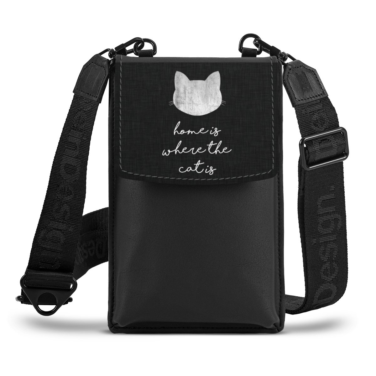 Home Is Where The Cat Is - Bianco su nero