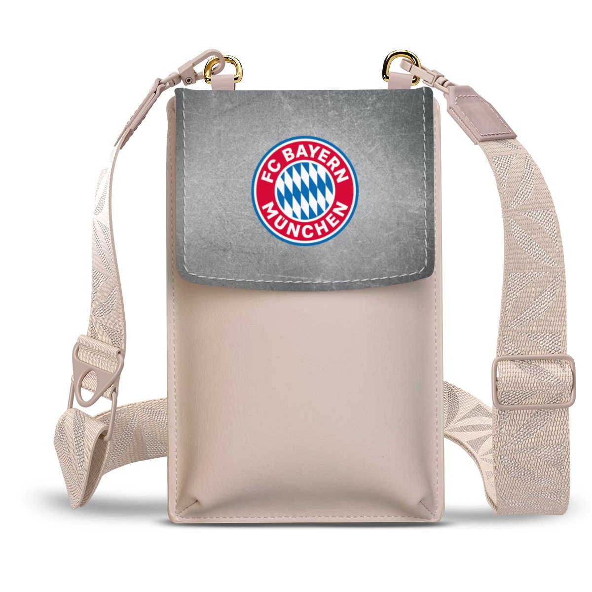 Klassisches FCB Logo Klein - Bunt auf Metalllook