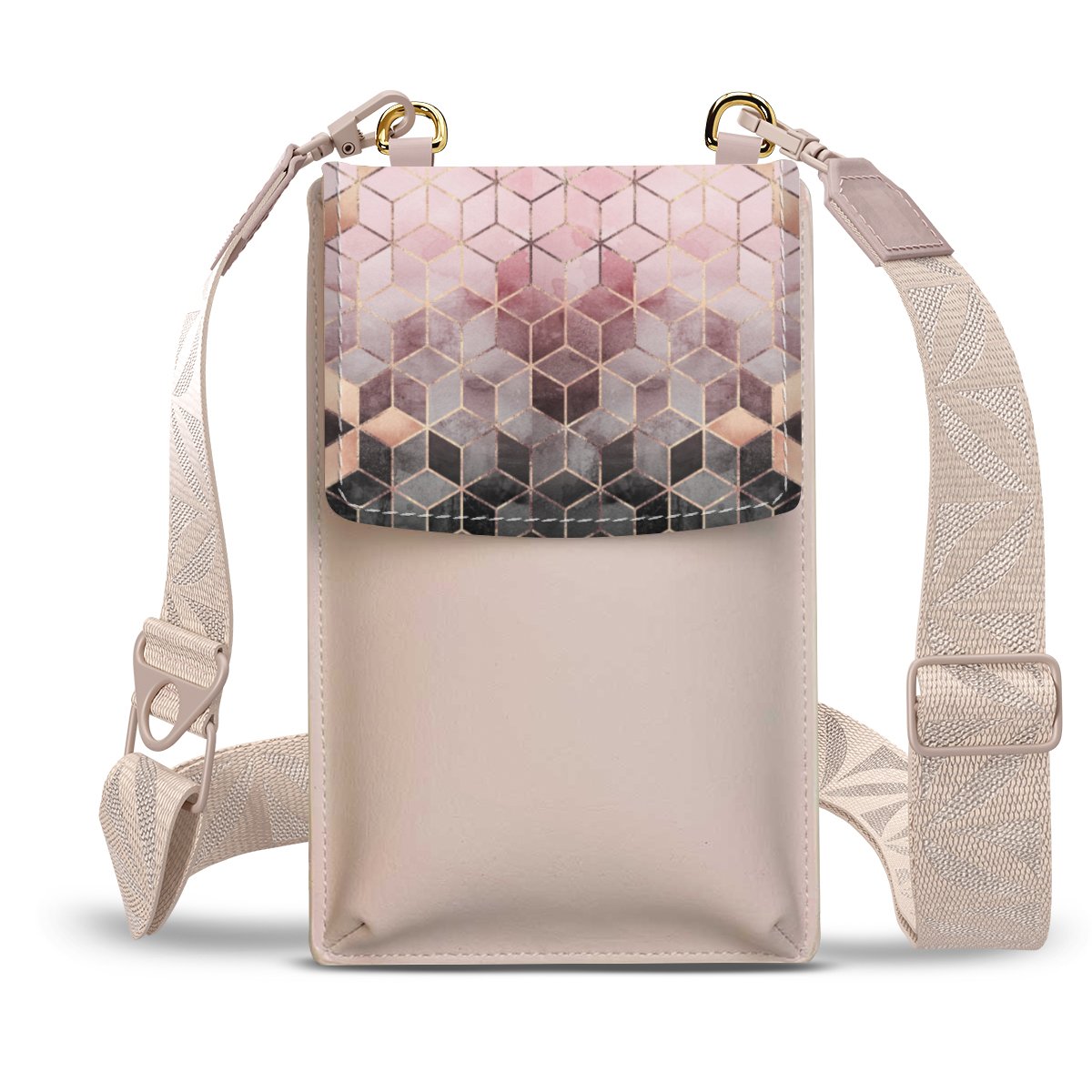 Imprimé Cubes Dégradés Gris Rose