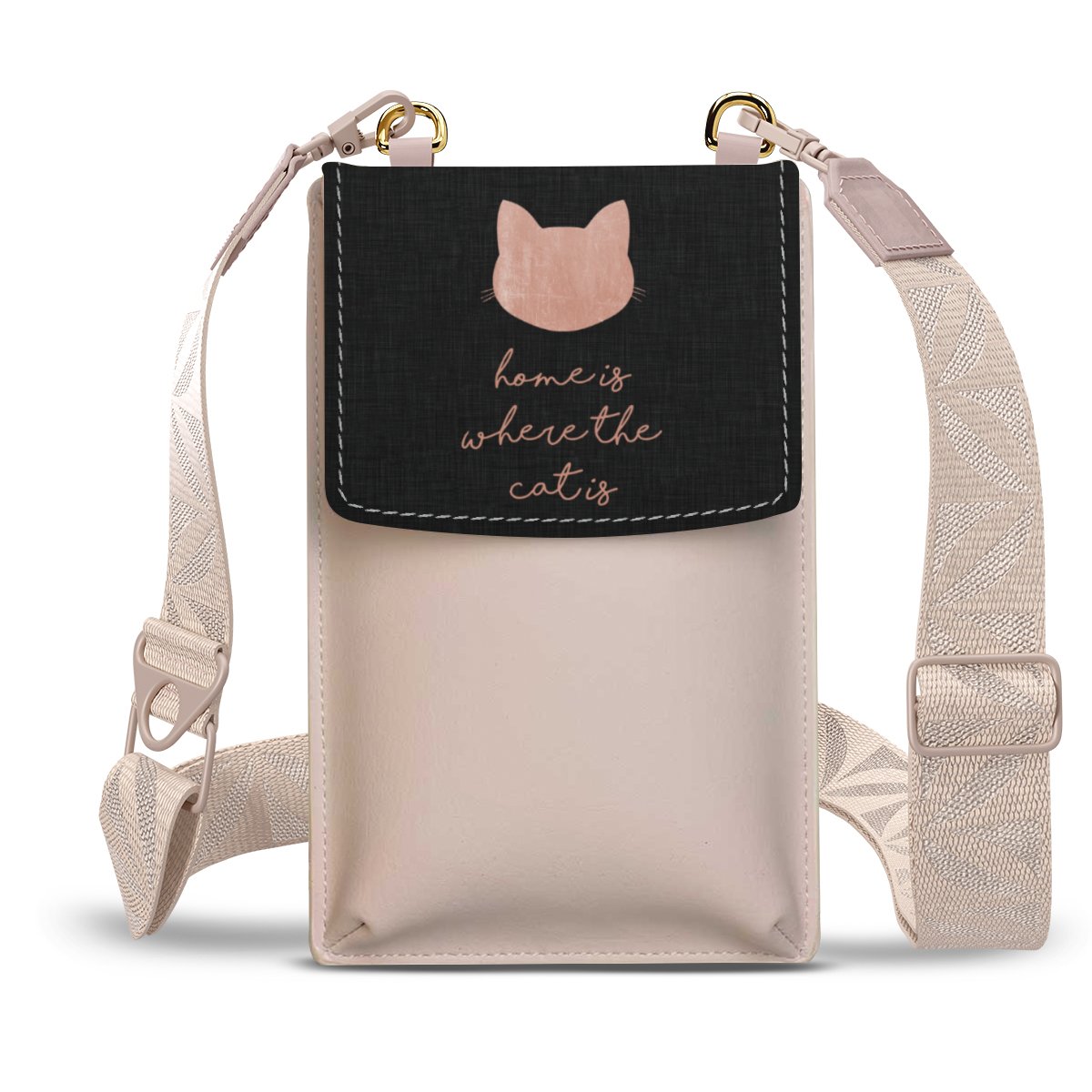 Home Is Where The Cat Is - Rose sur noir 