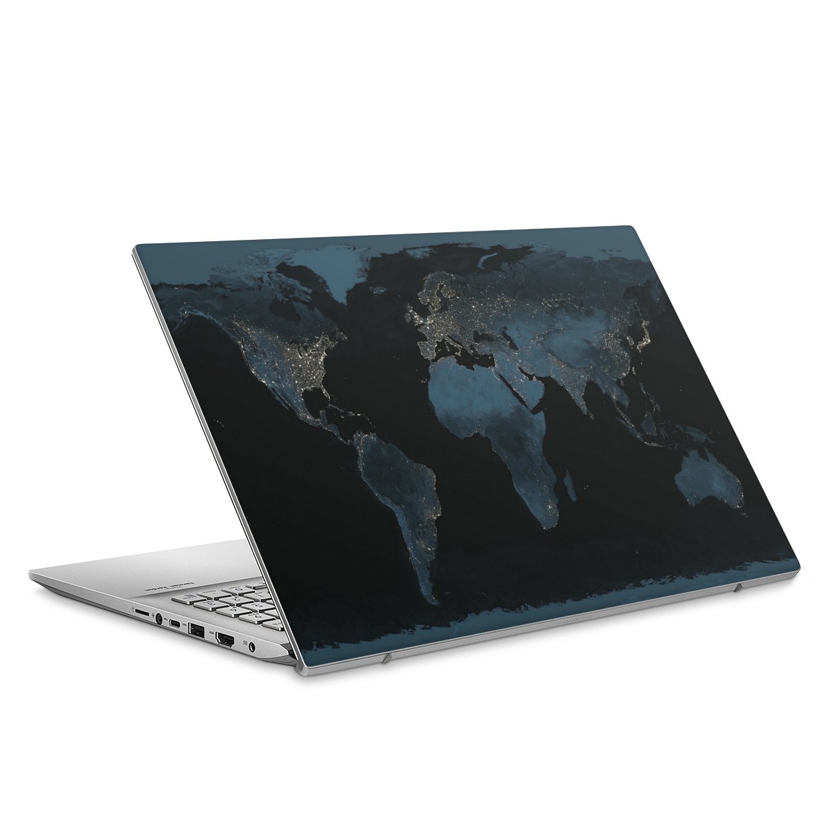 Mappa del mondo con luce notturna