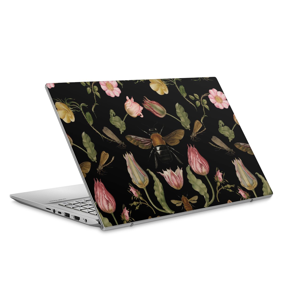 Fleurs Sauvages et Abeilles Fond Noir