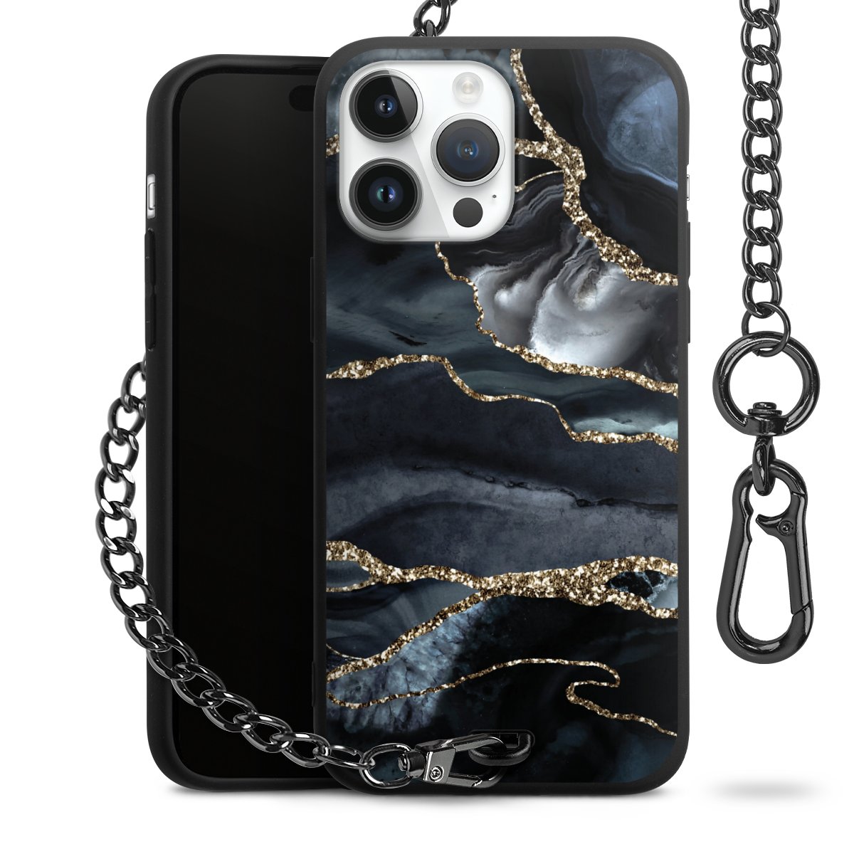 Dunkler Marmor Gold Glitzerlook