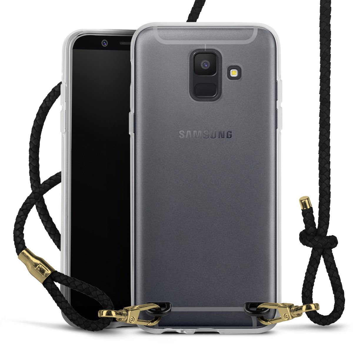 Corroderen behuizing Gelijk Geen Design voor Transparant telefoonhoesje met koord (zwart/goud) voor  Samsung Galaxy A6 (2018) van DeinDesign