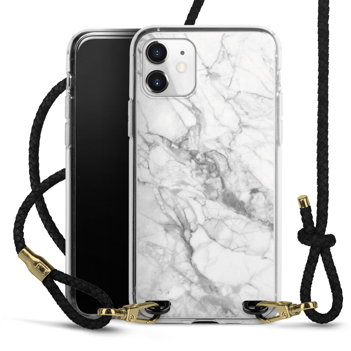 knop Imperialisme brand Marble voor Transparant telefoonhoesje met koord (zwart/goud) voor Apple  iPhone 11 van DeinDesign