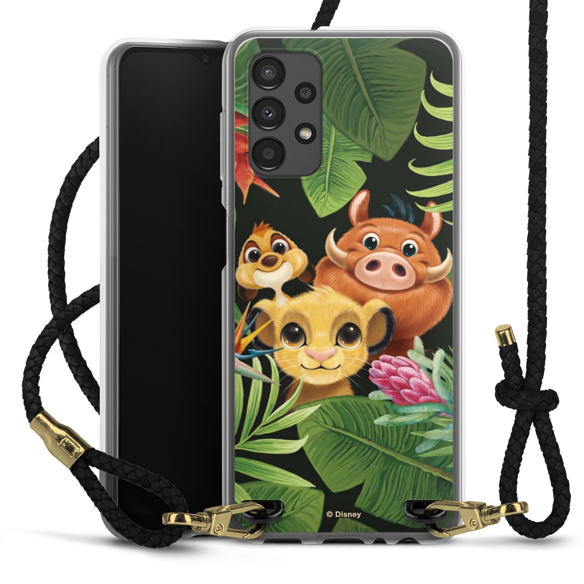 geschenk metgezel Gangster Simba's Friends voor Transparant telefoonhoesje met koord (zwart/goud) voor  Samsung Galaxy A13 4G van DeinDesign