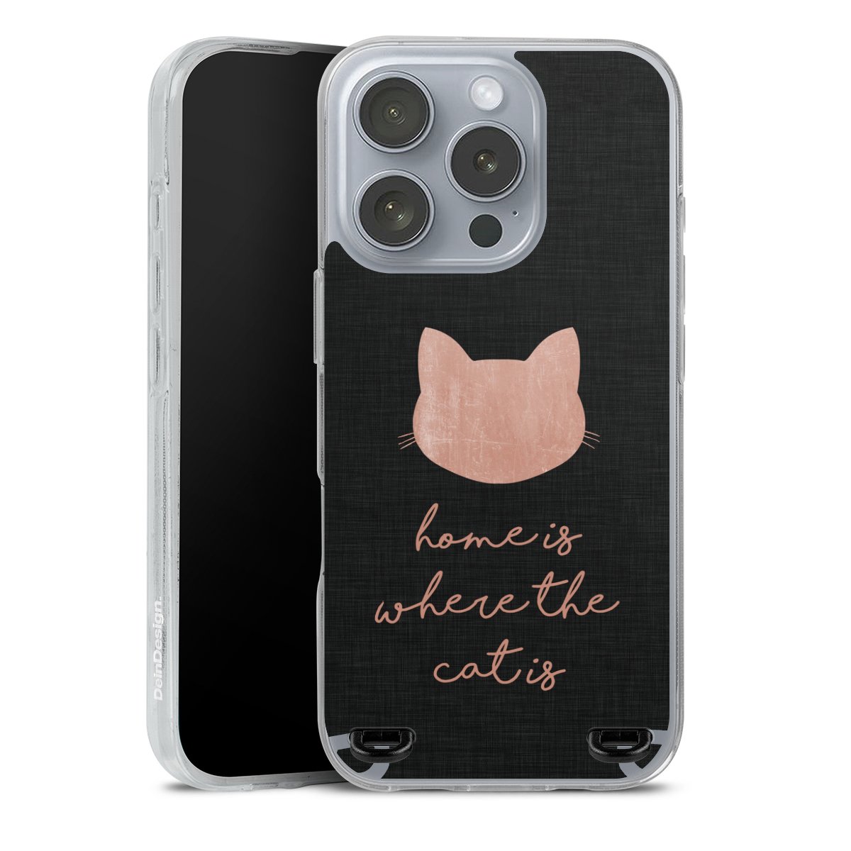 Home Is Where The Cat Is - Rosa auf Schwarz 
