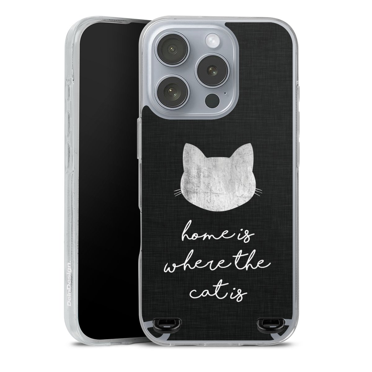 Home Is Where The Cat Is - Weiß auf Schwarz