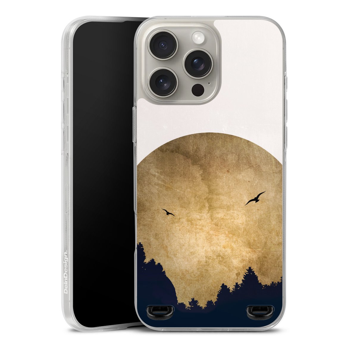 Deux oiseaux et la lune