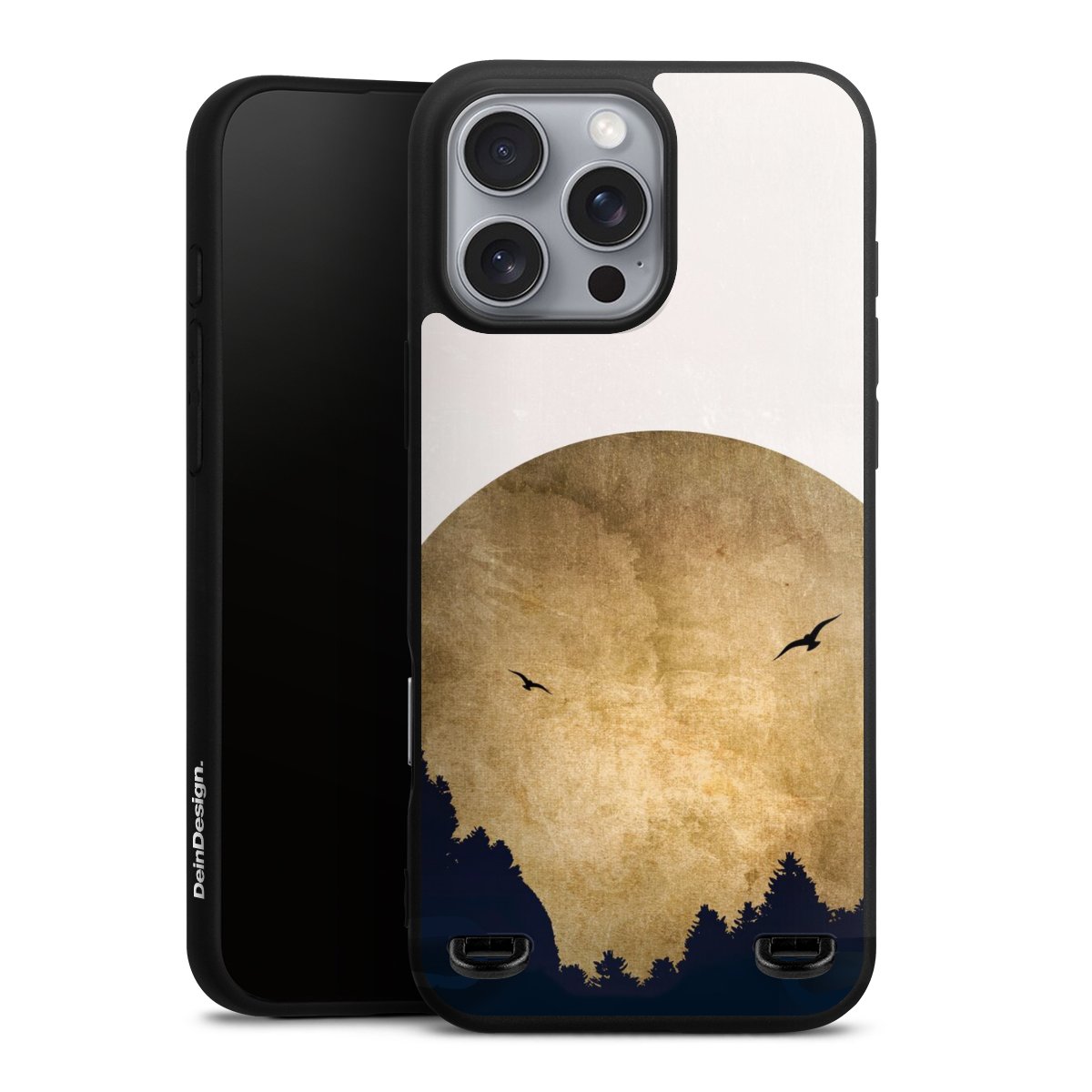 Deux oiseaux et la lune