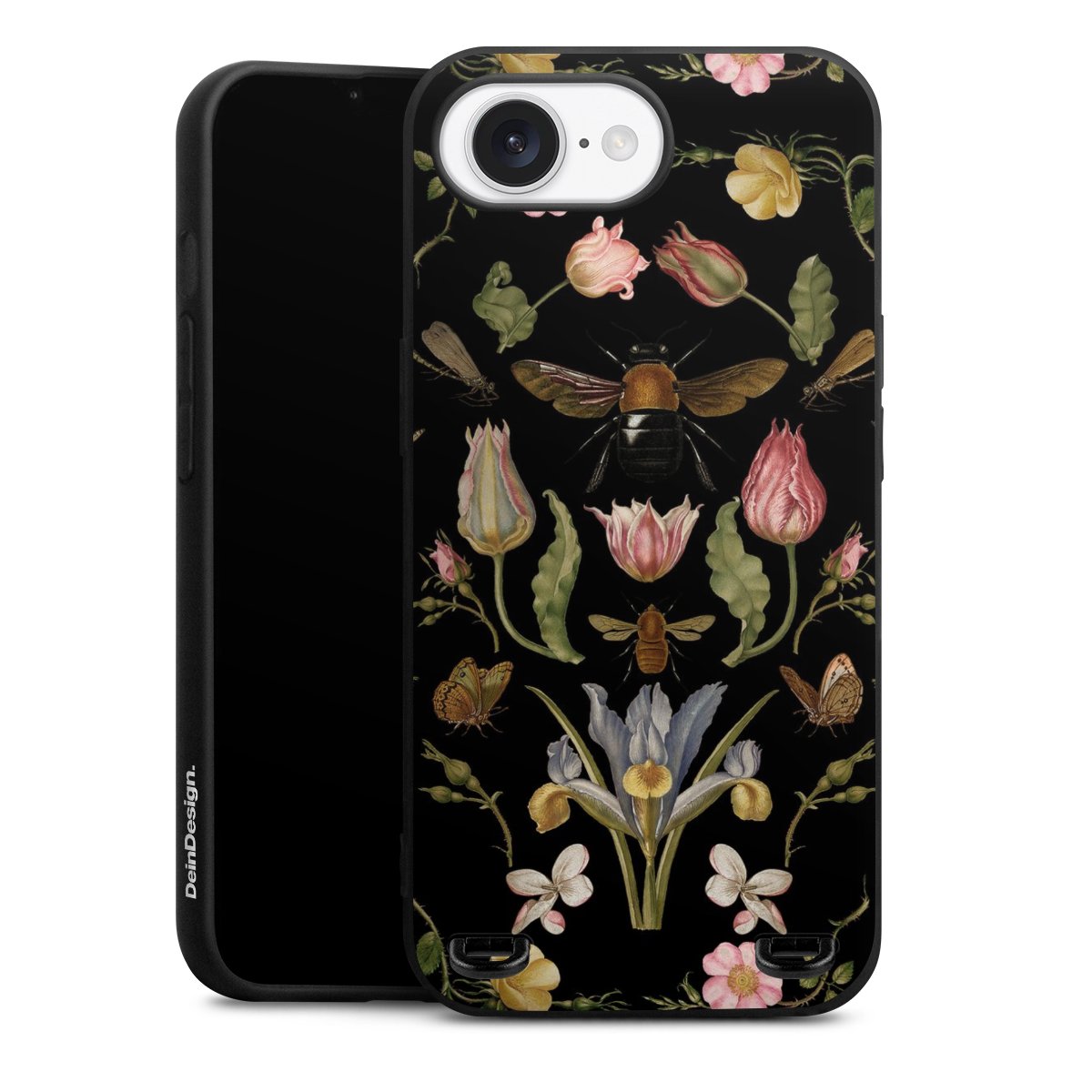 Fleurs Sauvages et Abeilles Fond Noir