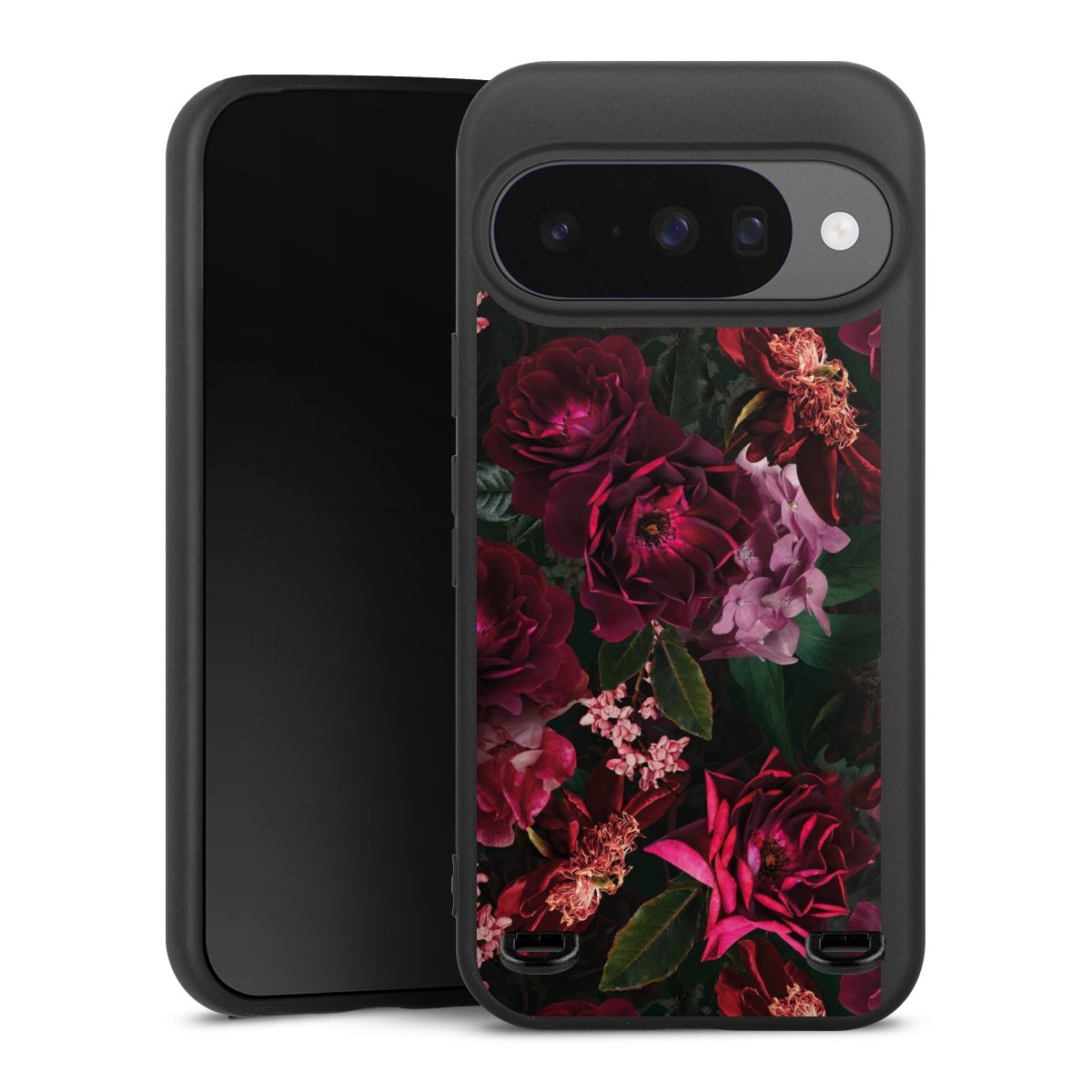Fleurs rouge foncé et roses