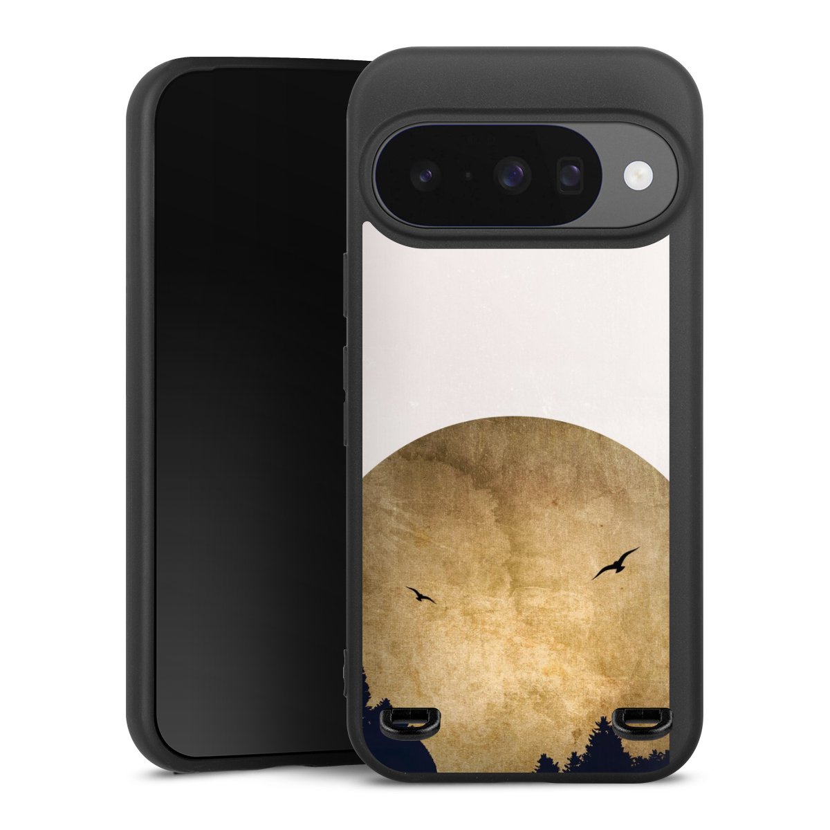 Deux oiseaux et la lune